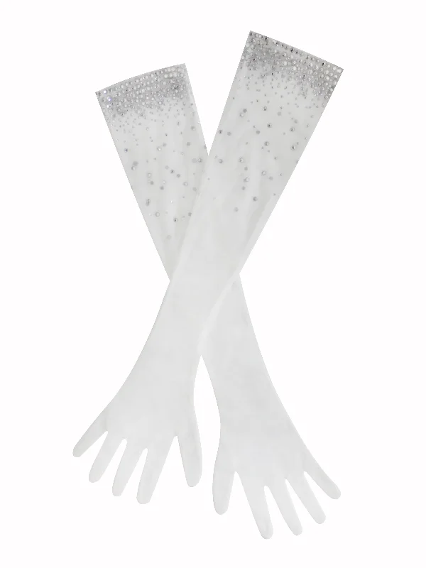 Deal Alert Izzy White Crystal Opera-length Gloves