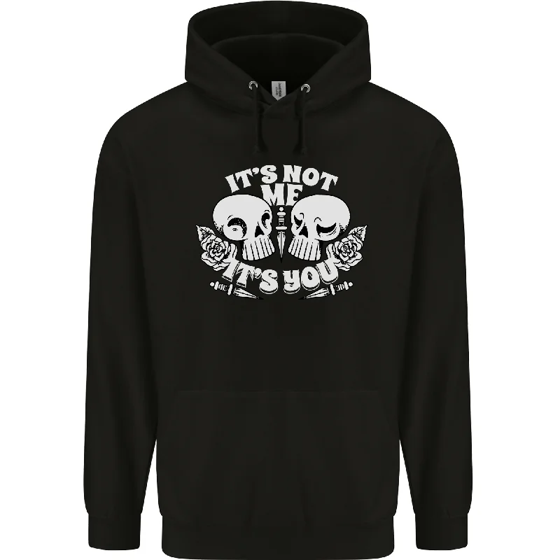 Don't Miss Anti Valentines Singles Day Skull Its Not Me Mens 80% Cotton Hoodie