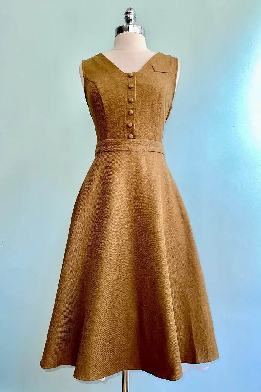 Shop and Save Book Worm Dress in Khaki by Banned