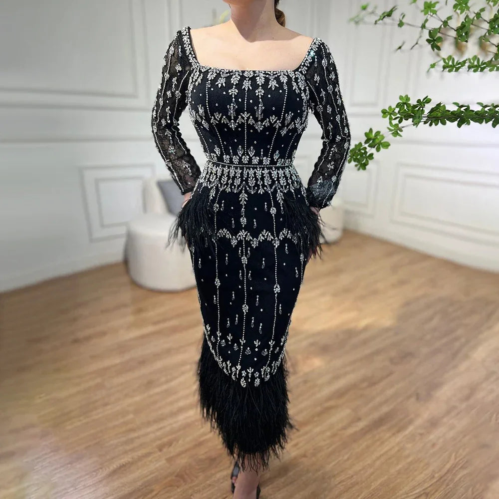 Overstock Serene Hill Luxury Crystal Feathers Dubai Evening Dresses for Women Wedding Elegant Blue Lace Midi Arabic Party Gown LA71492A Overstock Serene Hill Luxury Crystal Feathers Dubai Evening Dresses for Women Wedding Elegant Blue Lace Midi Arabic Party Gown LA71492A
