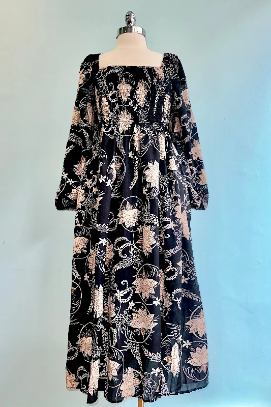 TIME-Limited Offer The Cambrey Midi Dress in Black and Tan