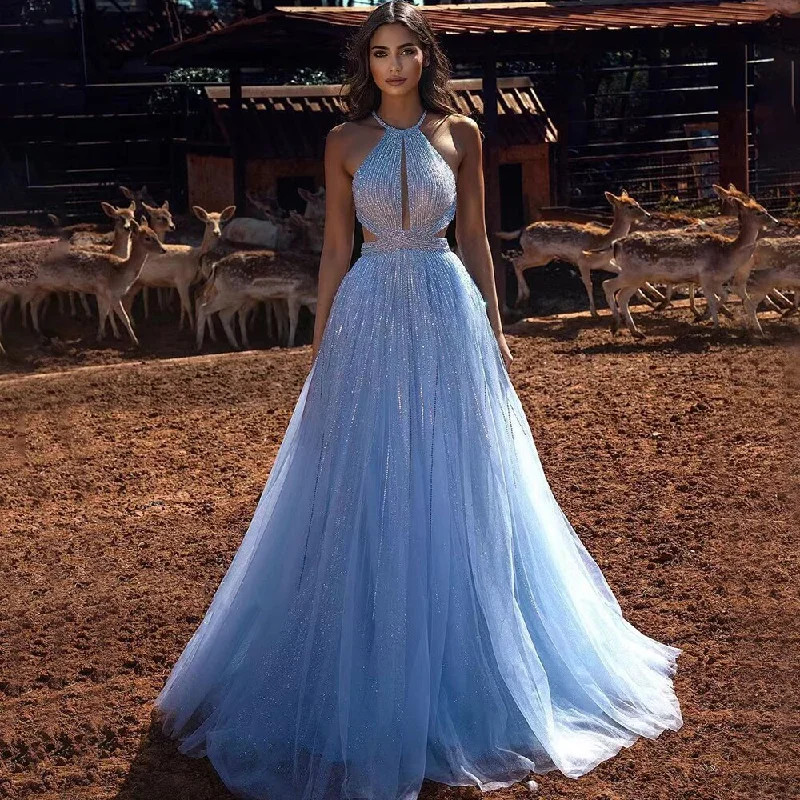 Online Only Serene Hill Blue Sexy A-Line 2024 Beaded Halter Graduation School Party Gown Celebrity Prom Dresses LA71882 Online Only Serene Hill Blue Sexy A-Line 2024 Beaded Halter Graduation School Party Gown Celebrity Prom Dresses LA71882