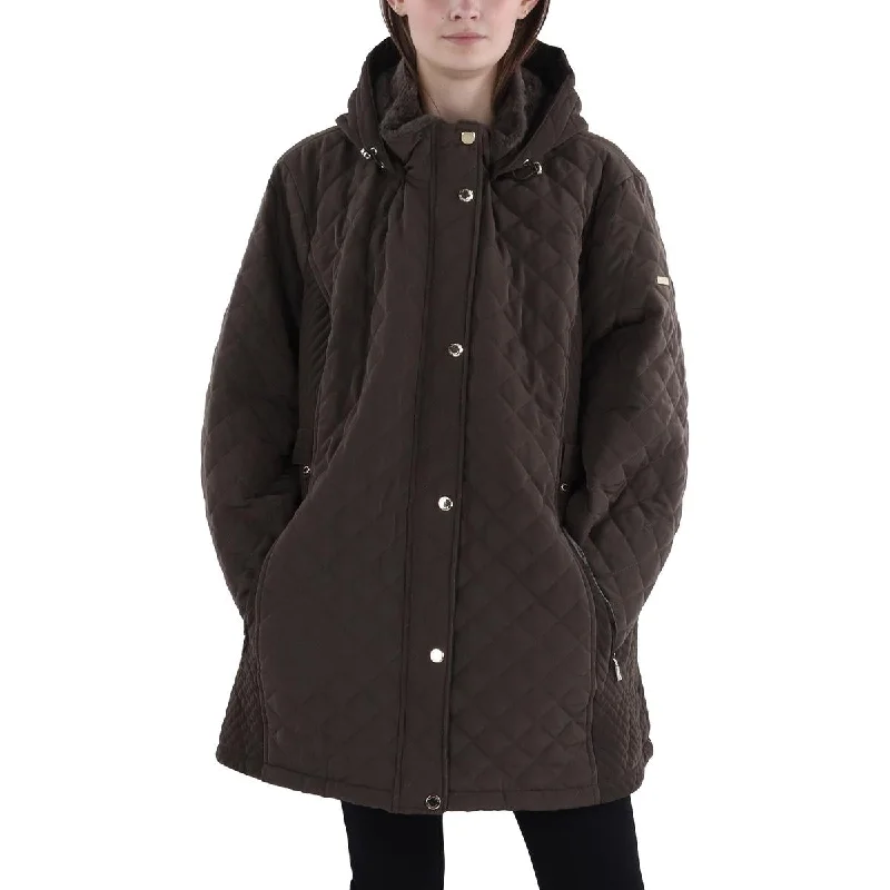 Today’s Deal Laundry by Shelli Segal Womens Plus Faux Fur Hooded Quilted Coat