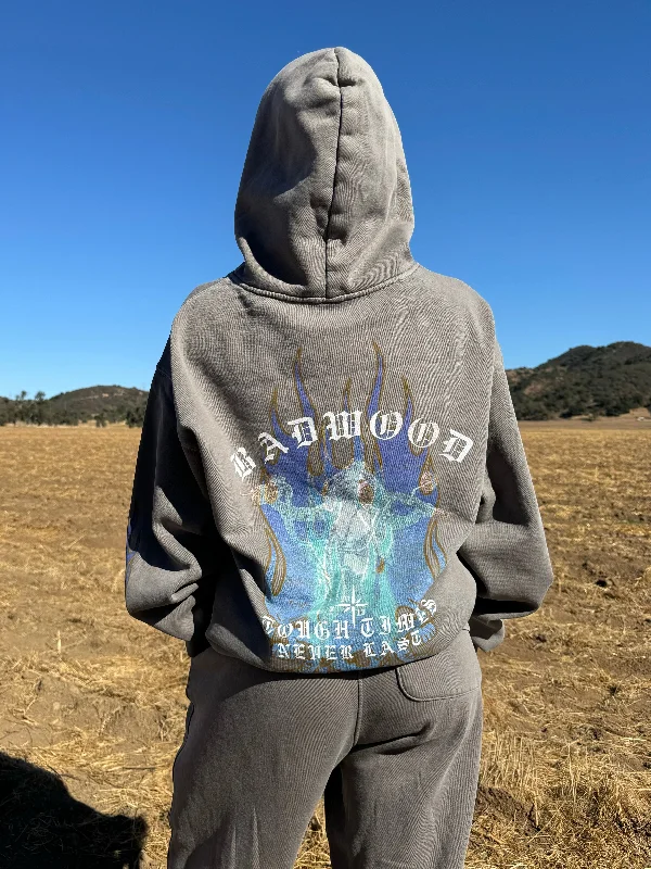 Seasonal Sale "TOUGH TIMES" Hoodie in BURNOUT