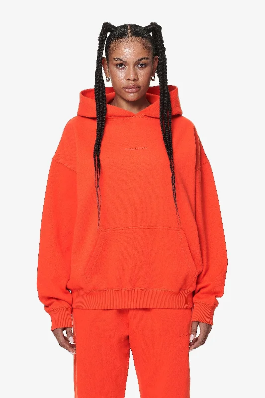 New Arrival Clarita Logo Oversized Hoodie Washed Signal Red Gum