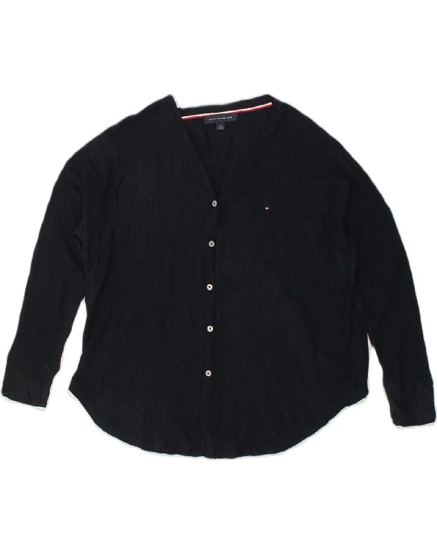 Midnight Madness TOMMY HILFIGER Womens Cardigan Sweater UK 16 Large Navy Blue Polyester