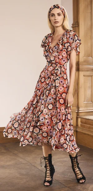 Daily Specials Crochet Print Wrap Dress