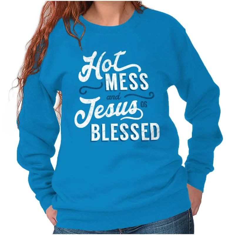 Best Seller Hot Mess Blessed Crewneck Sweatshirt