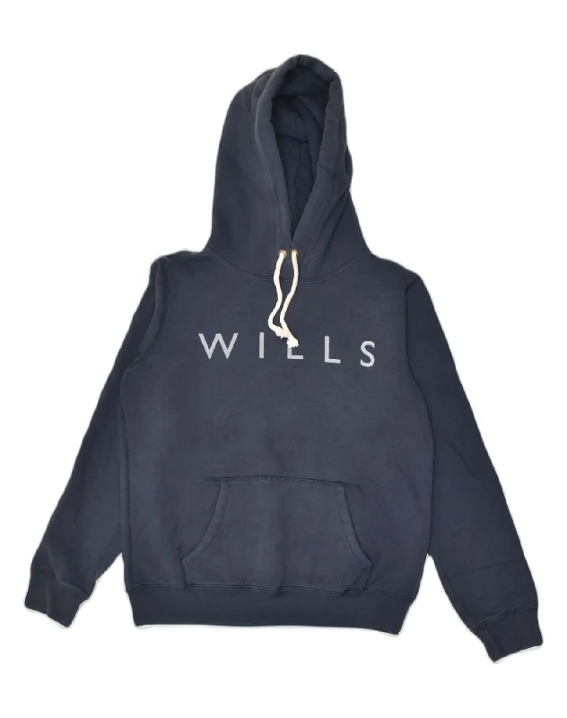 Savings Spectacular JACK WILLS Womens Graphic Hoodie Jumper UK 12 Medium Navy Blue Cotton