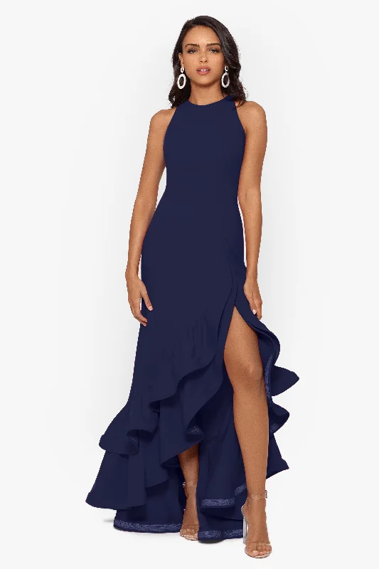 Deep Discounts Petite "Arielle" Ruffle Tier Scuba Crepe Dress