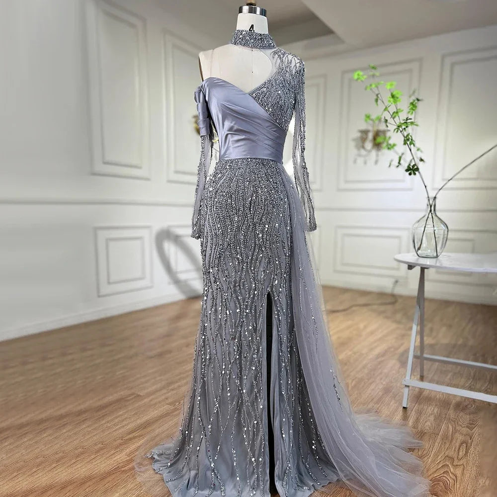 Online Only Serene Hill Mermaid Elegant High Split Beaded Blue Evening Dresses For Women Wedding Party 2024 Arabic Prom Formal Gowns LA71856 Online Only Serene Hill Mermaid Elegant High Split Beaded Blue Evening Dresses For Women Wedding Party 2024 Arabic Prom Formal Gowns LA71856