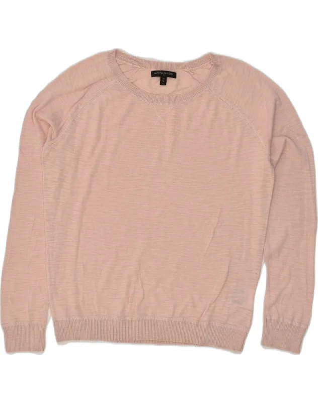 Act Fast BANANA REPUBLIC Womens Crew Neck Jumper Sweater UK 14 Medium Beige Cotton