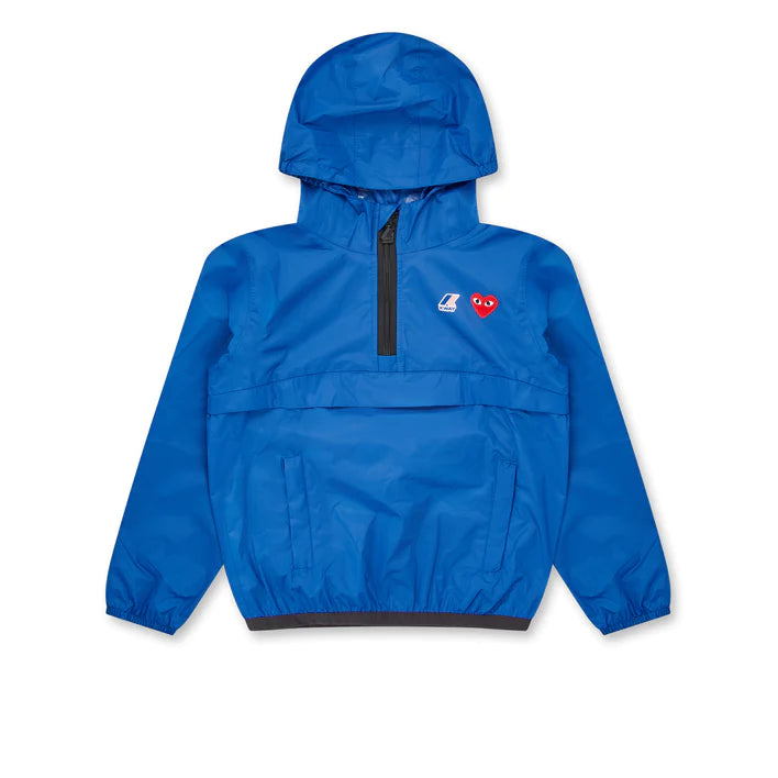 Limited Availability PLAY Comme des Garçons x K-WAY Kids Half Zip Jacket (Blue)