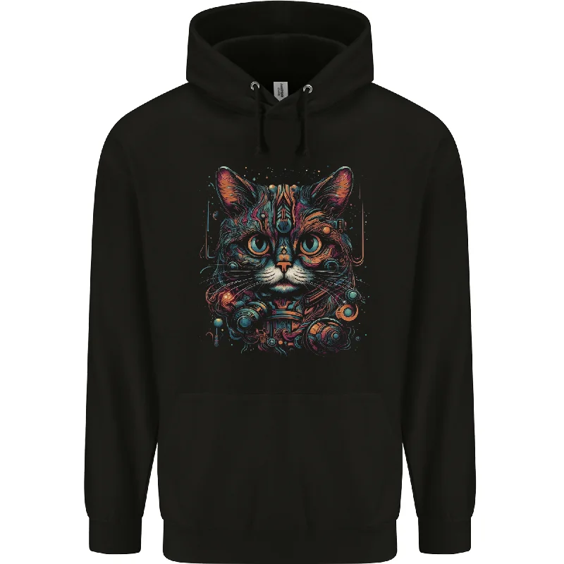 Big Discounts Astral Cat With Fantasy Tribal Markings Mens 80% Cotton Hoodie