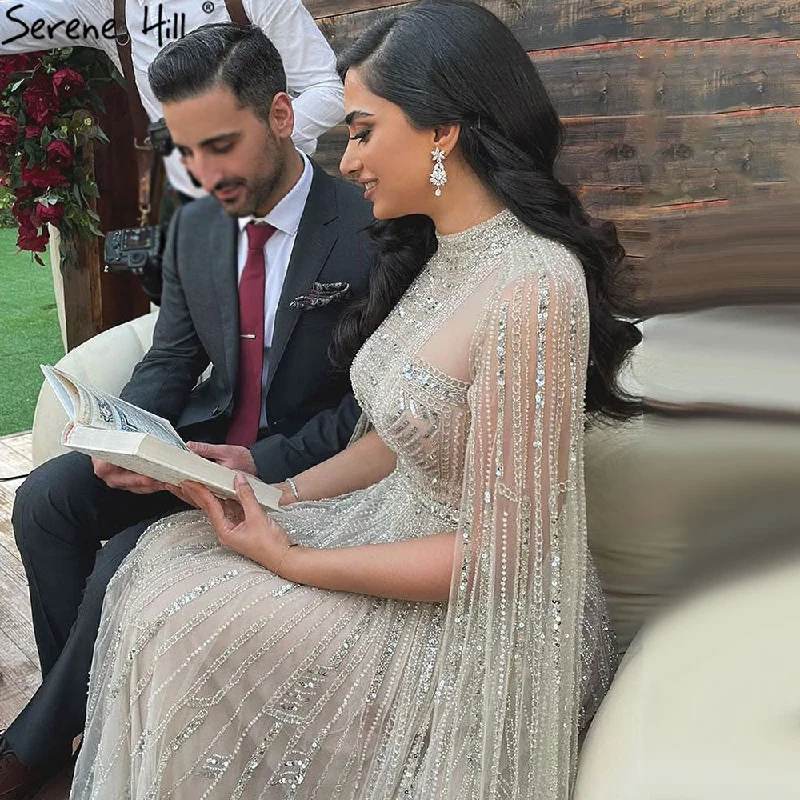 Discount Days Serene Hill Grey Arabia Luxury Cape Sleeves Beading A-Line Evening Dresses 2024 Formal Dress Gowns LA71047 Discount Days Serene Hill Grey Arabia Luxury Cape Sleeves Beading A-Line Evening Dresses 2024 Formal Dress Gowns LA71047