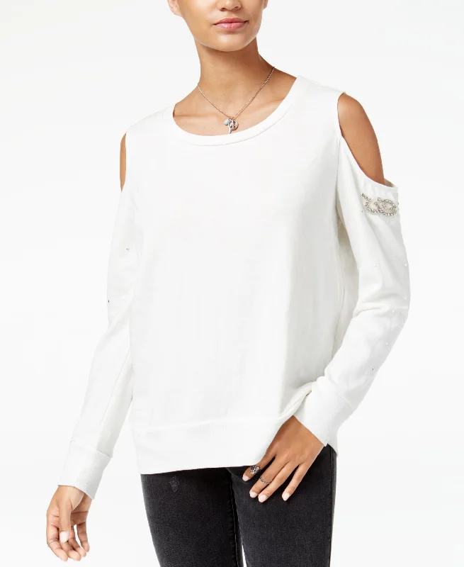 Last Chance American Rag Juniors Embellished Cold Shoulder Sweatshirt