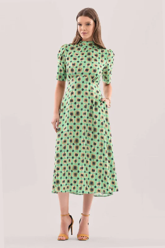 Deal Frenzy Closet London Lime Tie Back Print Midi Dress