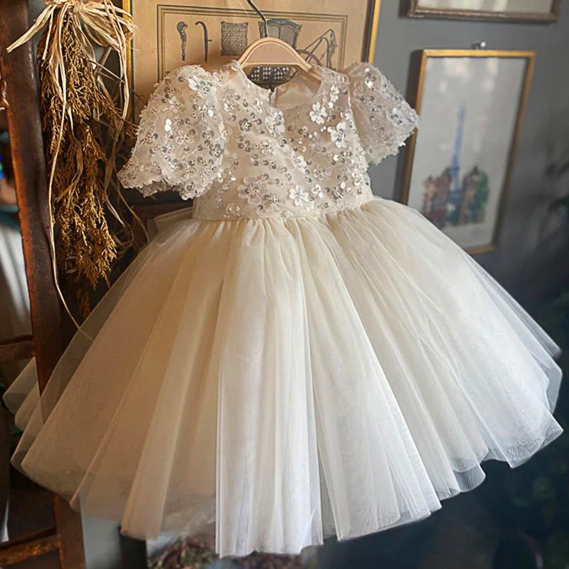 Sneak Peek Sale Flower Girl Dress Toddler Pageant Dress White Sequin Mesh Fluffy Princess Dress Sneak Peek Sale Flower Girl Dress Toddler Pageant Dress White Sequin Mesh Fluffy Princess Dress