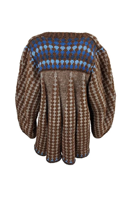 Reduced Prices Vintage Hand Knit Sculptural Brown Godet Panel Jacket, 1980s