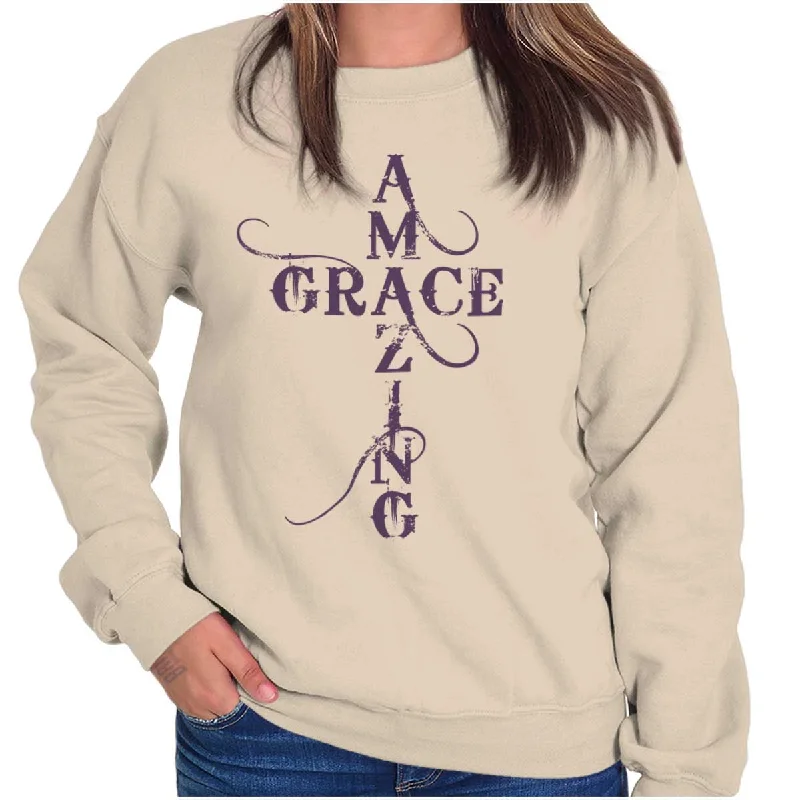 YEAR-End Clearance Amazing Grace Script Crewneck Sweatshirt