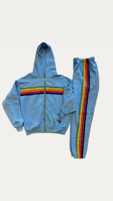 Overstock Aviator nation 5 stripe zip up hoodie sky rainbow relaxed