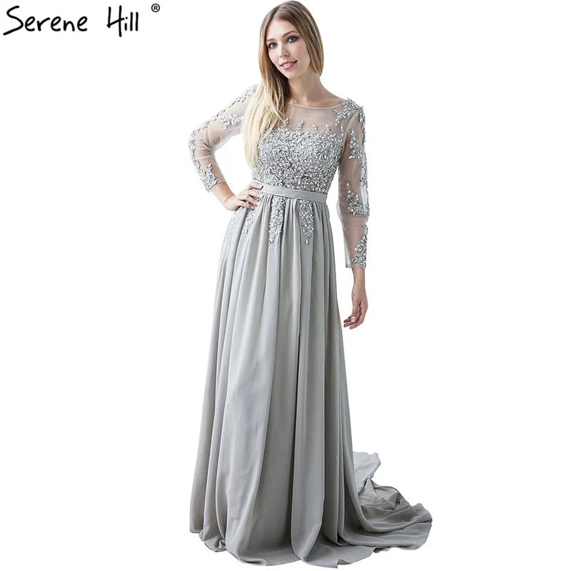 Sale Event On Sale No Return No Refund Gray Beading Crystal Formal Long Sleeve Evening Dress HA2097 Sale Event On Sale No Return No Refund Gray Beading Crystal Formal Long Sleeve Evening Dress HA2097
