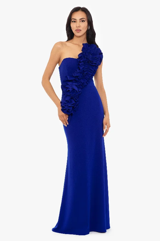 Massive Deals "Gianina" Long Scuba Crepe 3D Flower Dress