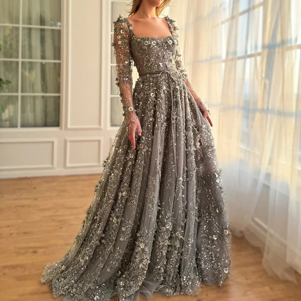 Holiday Sale Serene Hill 2024 Arabic Gray Lace-Up A-Line Elegant Appliques Luxury Beaded Evening Gowns for Women Wedding Party LA72657 Holiday Sale Serene Hill 2024 Arabic Gray Lace-Up A-Line Elegant Appliques Luxury Beaded Evening Gowns for Women Wedding Party LA72657