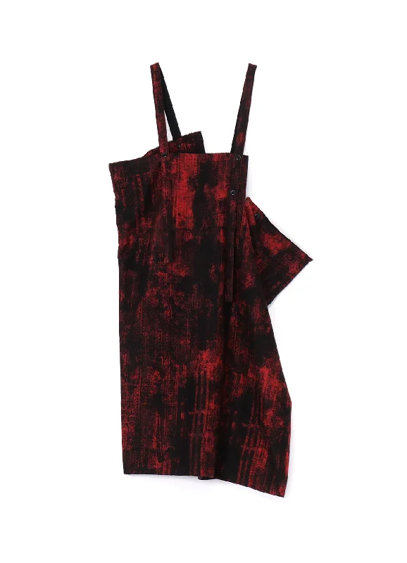 Online Only PRINTED COTTON SQUARE-CUT DUNGAREES