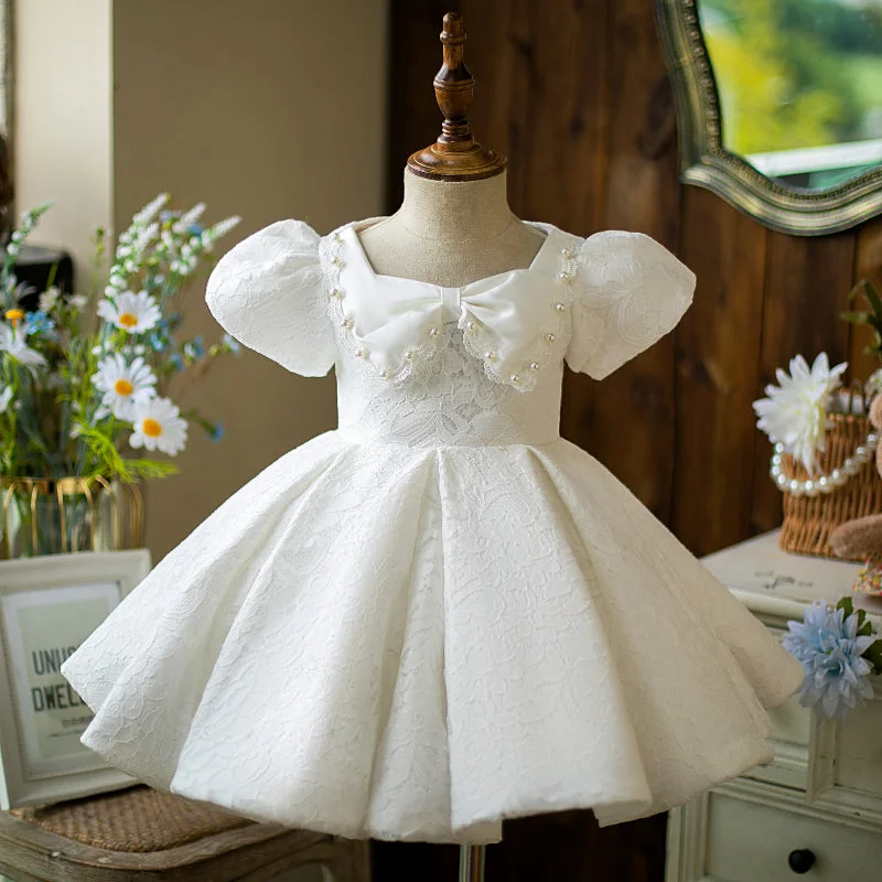 Clearance Sale Toddler Ball Gowns Girl Summer White Lace Bow Puff Sleeves Sleeve Baptism Princess Dress Clearance Sale Toddler Ball Gowns Girl Summer White Lace Bow Puff Sleeves Sleeve Baptism Princess Dress