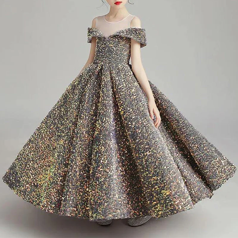Grand Opening Sale Flower Girl Dress Children Formal Princess Summer Sequins Strapless Retro Dress Grand Opening Sale Flower Girl Dress Children Formal Princess Summer Sequins Strapless Retro Dress