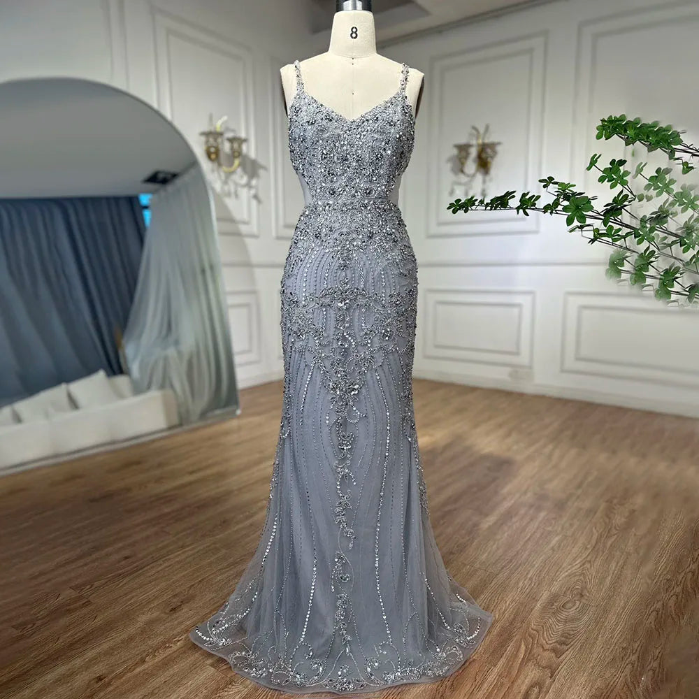 Price Buster Serene Hill Arabic Grey Mermaid Spaghetti Straps Elegant Evening Dresses Gowns Luxury Beaded 2024 For Woman Party LA71652 Price Buster Serene Hill Arabic Grey Mermaid Spaghetti Straps Elegant Evening Dresses Gowns Luxury Beaded 2024 For Woman Party LA71652