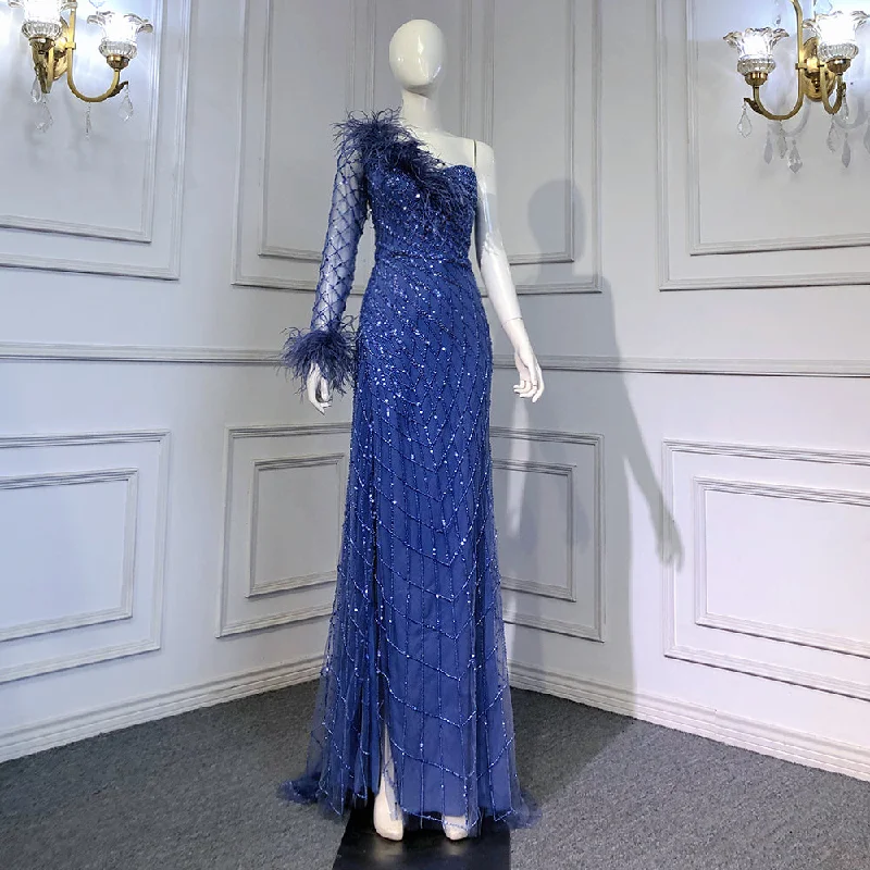 Buy Now Serene Hill Blue One Shoulder Mermaid Evening Dresses Gowns 2024 Beaded Feather Elegant Luxury For Women Party LA71612 Buy Now Serene Hill Blue One Shoulder Mermaid Evening Dresses Gowns 2024 Beaded Feather Elegant Luxury For Women Party LA71612