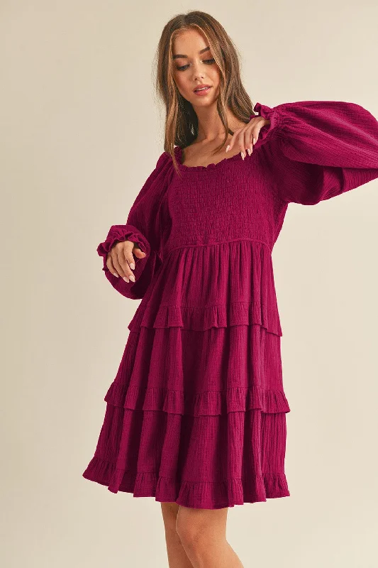 Seasonal Clearance Cherries Jubilee Smocked Knee Length Dress