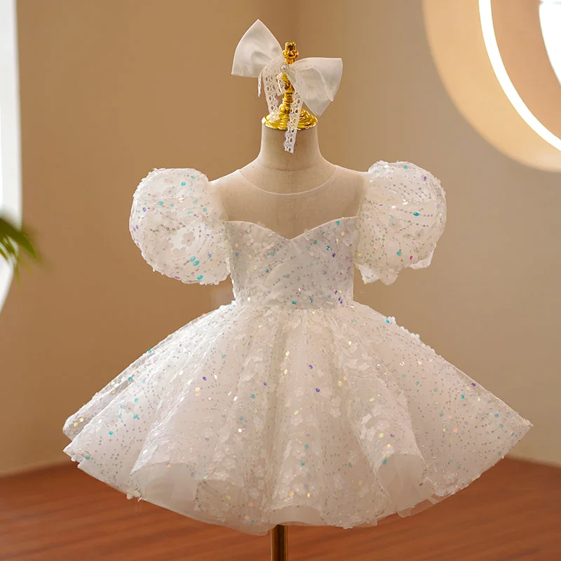 Today’s Deal Baby Girl Formal Princess Dress Girl Summer White Puff Sleeve Sequin Birthday Party Dress Today’s Deal Baby Girl Formal Princess Dress Girl Summer White Puff Sleeve Sequin Birthday Party Dress