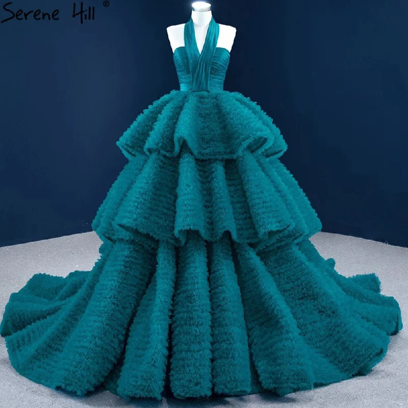 Big Savings Serene Hill Green Halter Sexy Wedding Dresses 2024 Sleeveless Tiered Lace Up High-end Bridal Dress HM67232