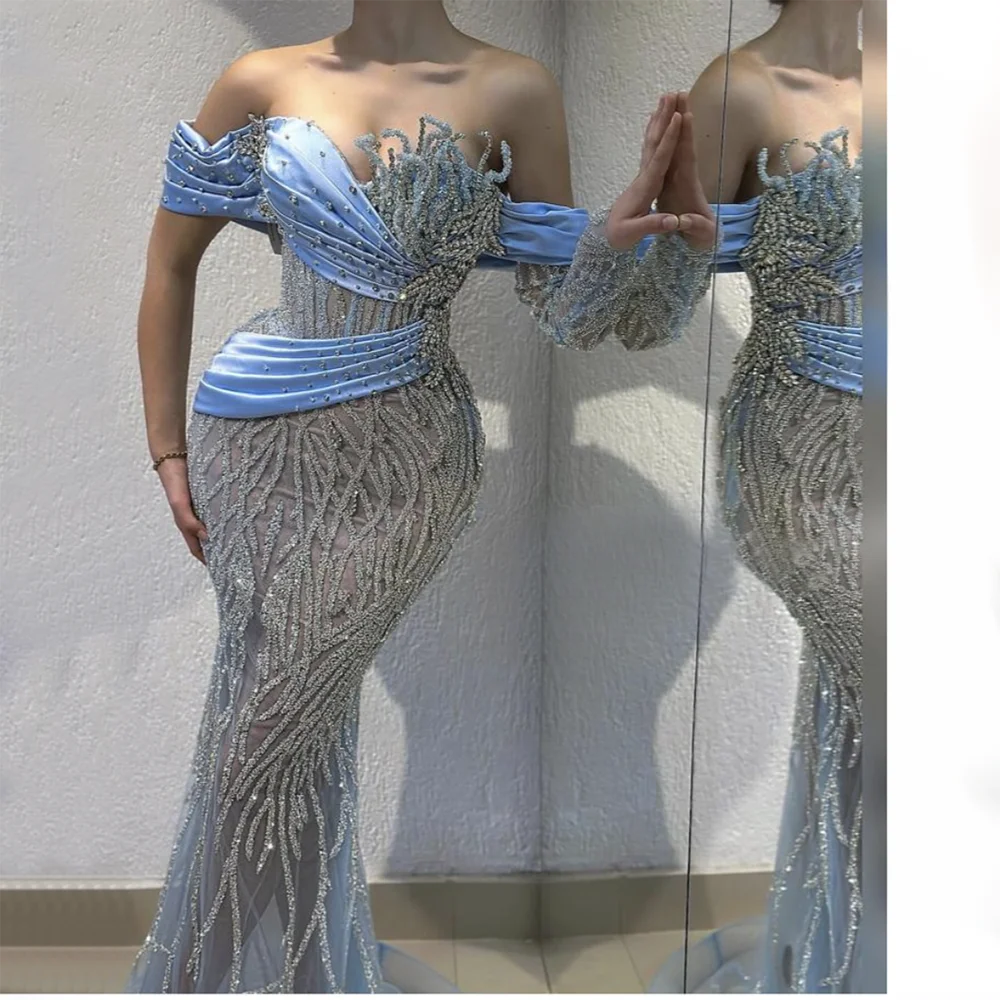 Markdowns Serene Hill 2024 Arab Blue Boat Neck Mermaid Long Evening Dress - Elegant Gown with Beaded for Women's Party LA72369 Markdowns Serene Hill 2024 Arab Blue Boat Neck Mermaid Long Evening Dress - Elegant Gown with Beaded for Women's Party LA72369