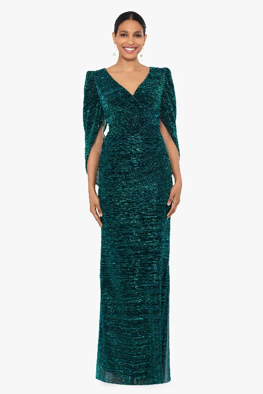 Members Only "Marisa" Long Crinkle Drape Sleeve Dress