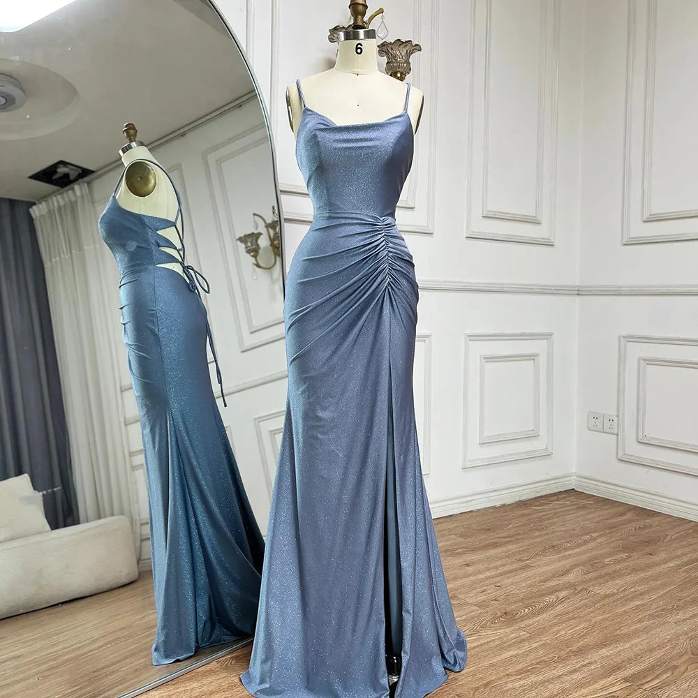 Unbeatable Prices Serene Hill 2024 Saudi Arabic Blue Elegant Spaghetti Strap Mermaid Long Evening Gown with Split for Formal Occasion LA72720 Unbeatable Prices Serene Hill 2024 Saudi Arabic Blue Elegant Spaghetti Strap Mermaid Long Evening Gown with Split for Formal Occasion LA72720
