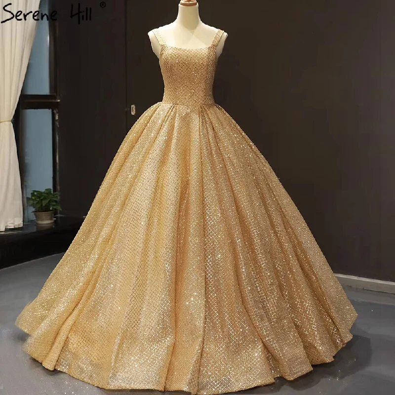 Mega Sale Serene Hill Gold Luxury Glitter Wedding Dresses 2024 Spaghetti Strap Sexy Bridal Dress HM66731 Custom Made Mega Sale Serene Hill Gold Luxury Glitter Wedding Dresses 2024 Spaghetti Strap Sexy Bridal Dress HM66731 Custom Made
