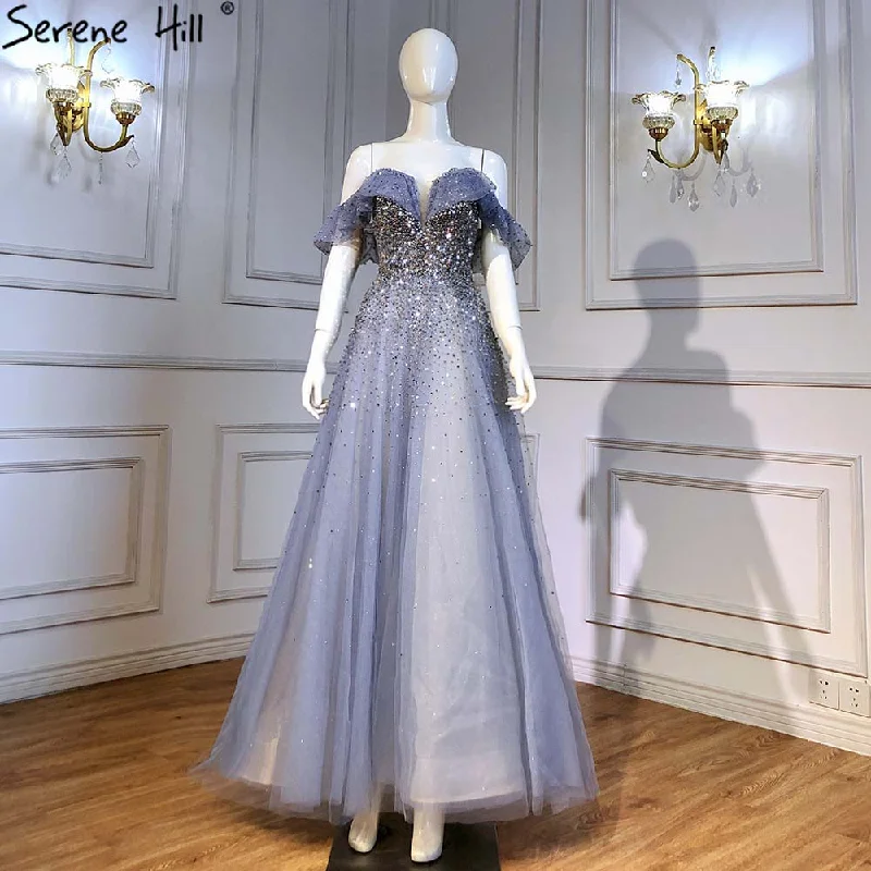 Fantastic Offers Serene Hill Blue A-Line Luxury Evening Dresses Gowns 2024 Sweetheart Beaded Bling Sexy For Women Party LA71478