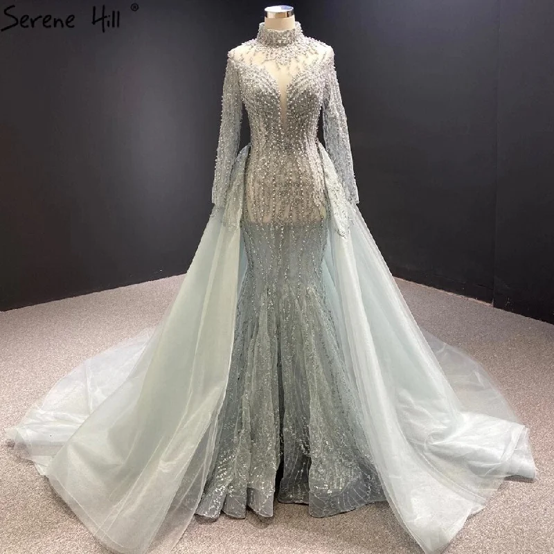 Steals and Deals Serene Hill Luxury Grey With Detachable Train Mermaid Pearls Bridal Wedding Dresses Gowns 2024 HM67140 Custom Made Steals and Deals Serene Hill Luxury Grey With Detachable Train Mermaid Pearls Bridal Wedding Dresses Gowns 2024 HM67140 Custom Made