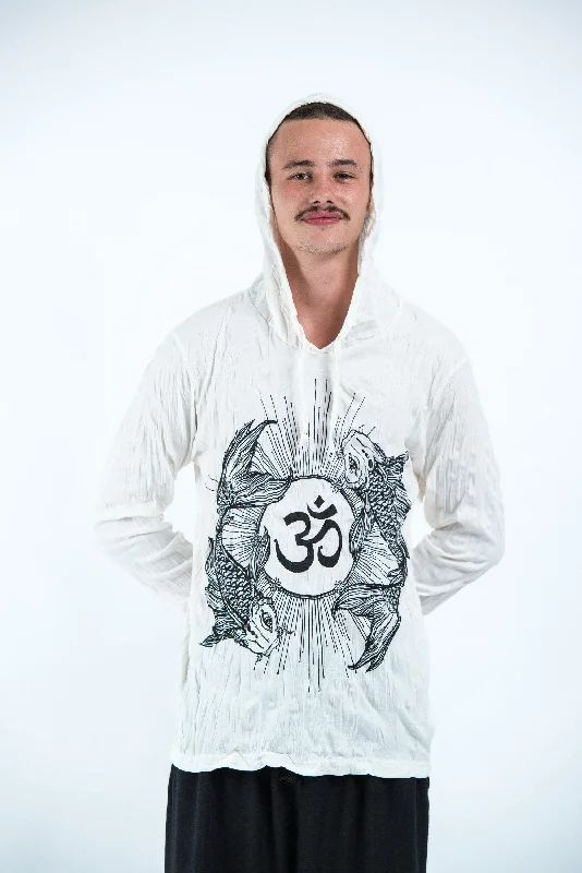 Unmissable Offer Sure Design Unisex Ohm and Koi fish Hoodie White