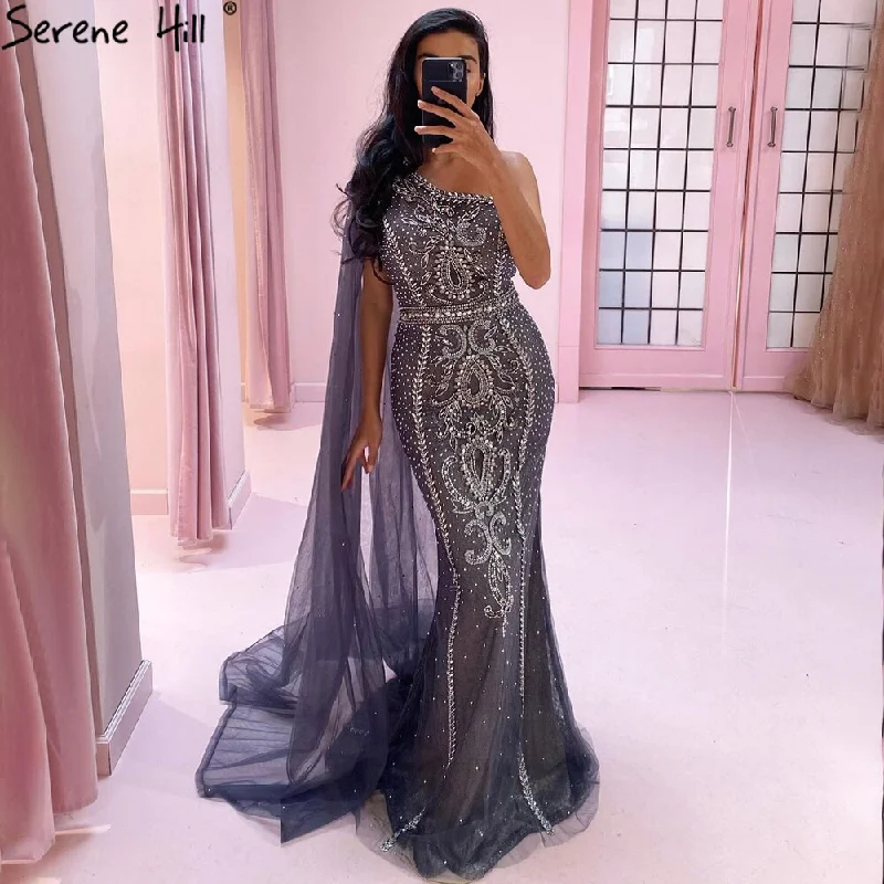 Big Discounts Serene Hill Grey Mermaid Luxury Evening Dresses Gowns 2024 Elegant One Shoulder Beaded For Women Party LA71270 Big Discounts Serene Hill Grey Mermaid Luxury Evening Dresses Gowns 2024 Elegant One Shoulder Beaded For Women Party LA71270