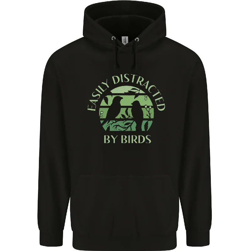 Great Bargains Distracted By Birds Funny Birdwatching Birding Mens 80% Cotton Hoodie