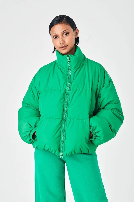 Members Only SUMMI SUMMI Womens Puffer Bomber Jacket Green