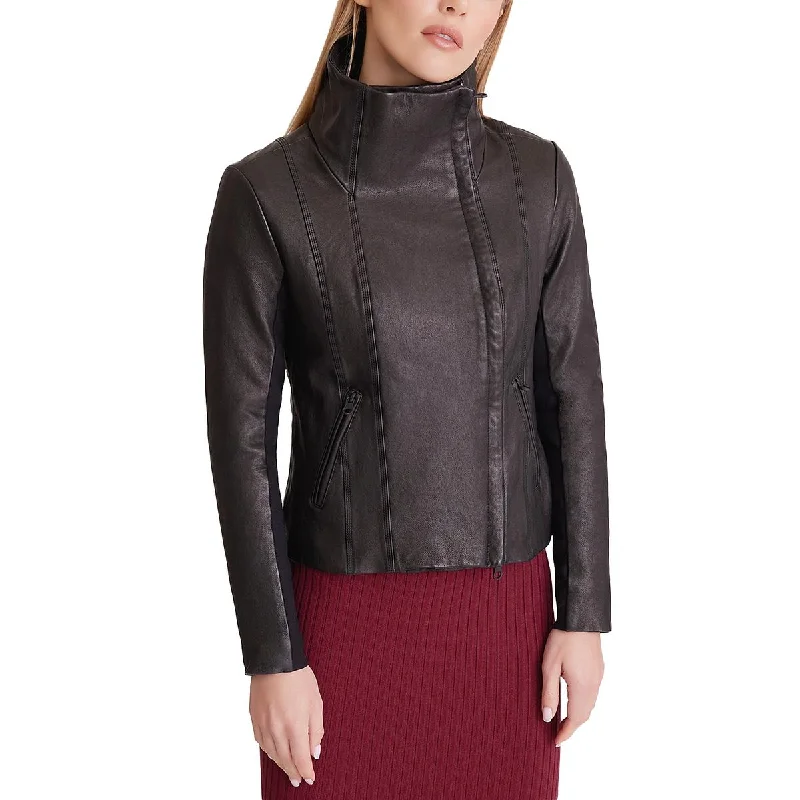 Price Buster Blanc Noir Womens Faux Leather Heavy Motorcycle Jacket