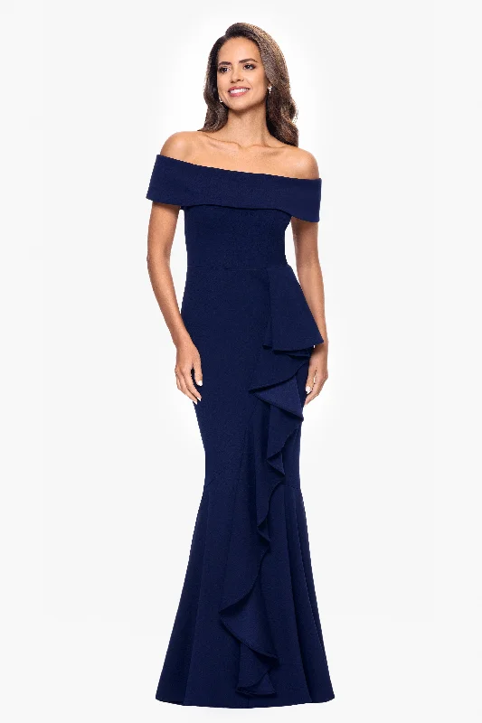 Value Deals Petite "Carina" Long Off the Shoulder Ruffle Dress