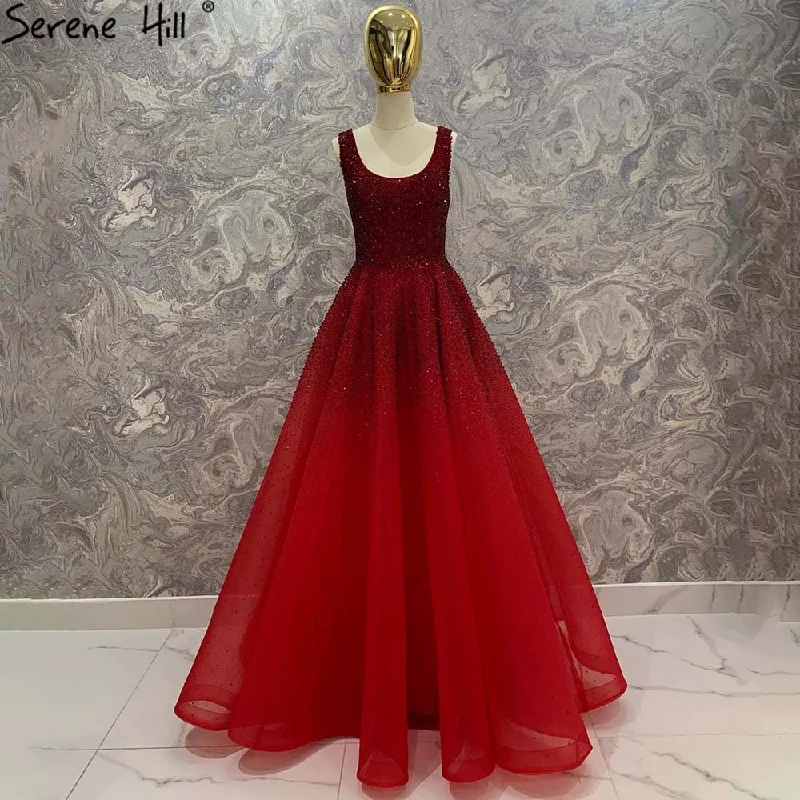 Exclusive Savings Serene Hill Red Full Crystal Evening Dresses Gowns A-Line Luxury Sleeveless Sexy For Women Party LA70232A