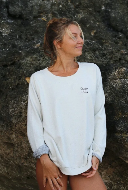 Amazing Deals Feel Good Sweater Embroided Ocean Ecru